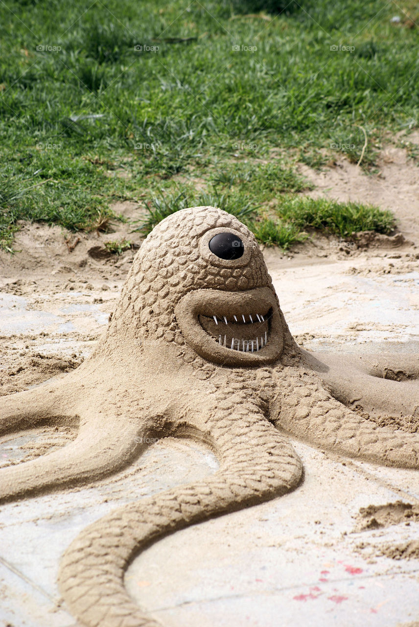 Sea Monster sand carving