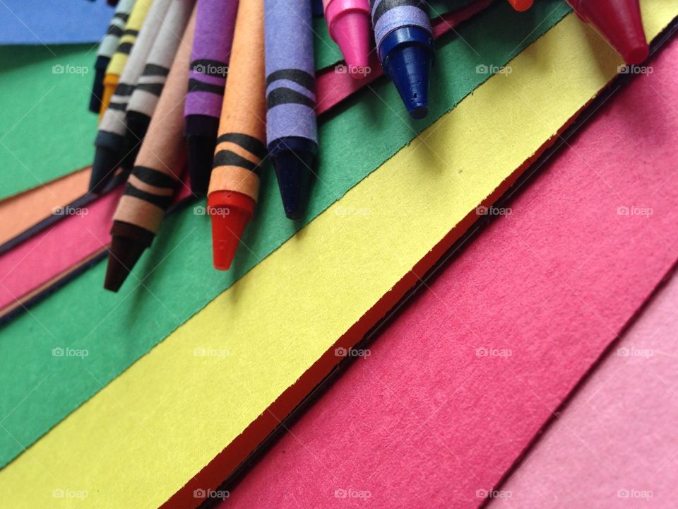 Close-up of multicolored crayons