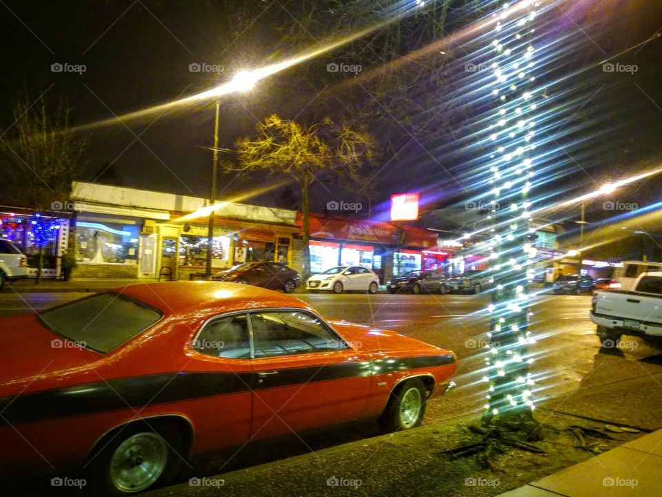 car on street night lights