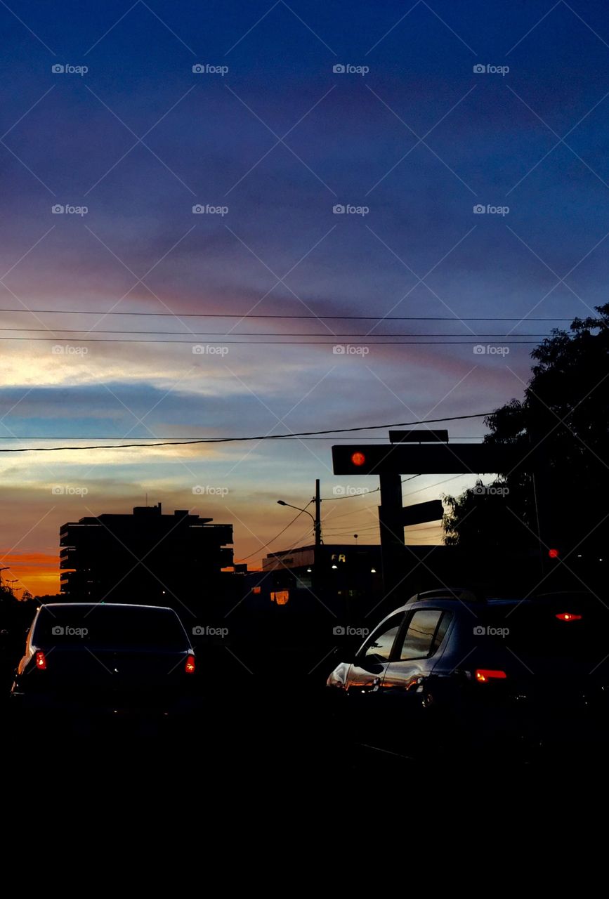 Breaklights in the sunset 