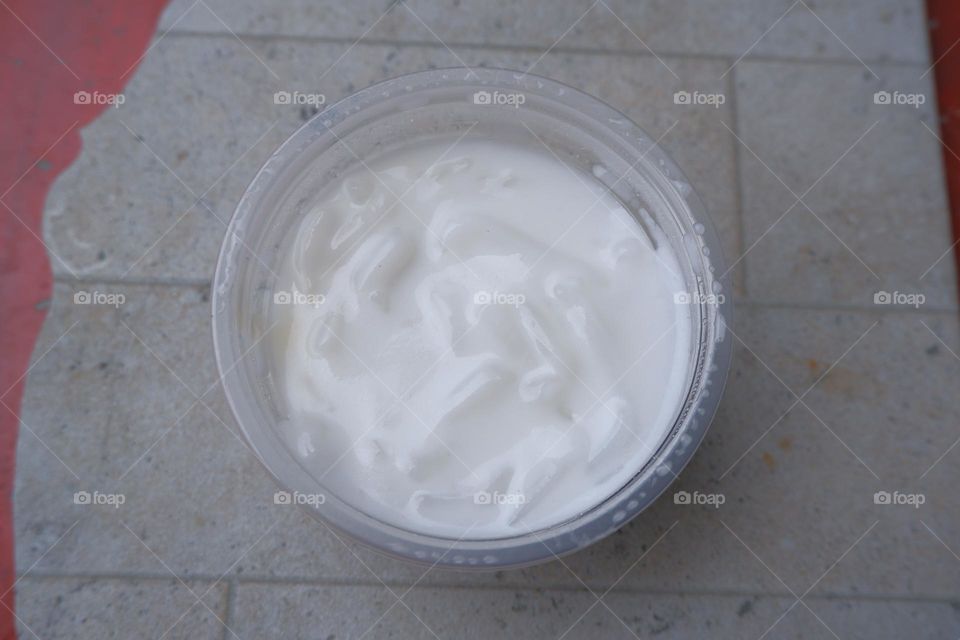 Thai pudding with coconut topping , in a cup