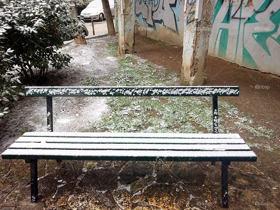 Snow on the Bench