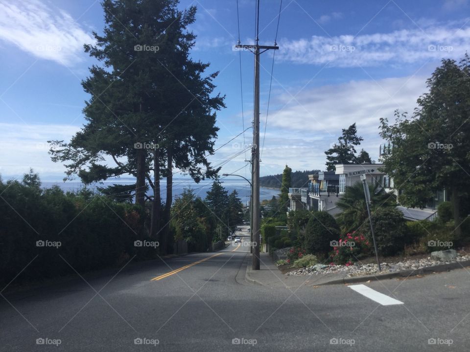 Cityscape view of the streets in White Rock, British Columbia 