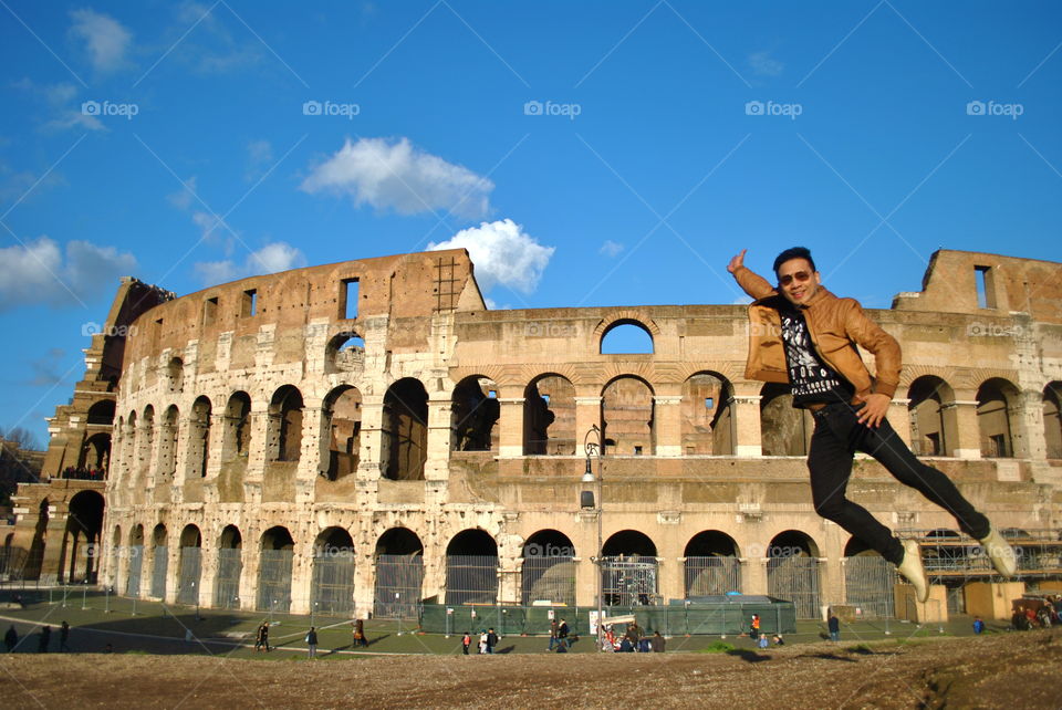 Colosseum Jump. jumping off the hilly enclave next to the Colosseum in Rome had that illusion of flying above everything else