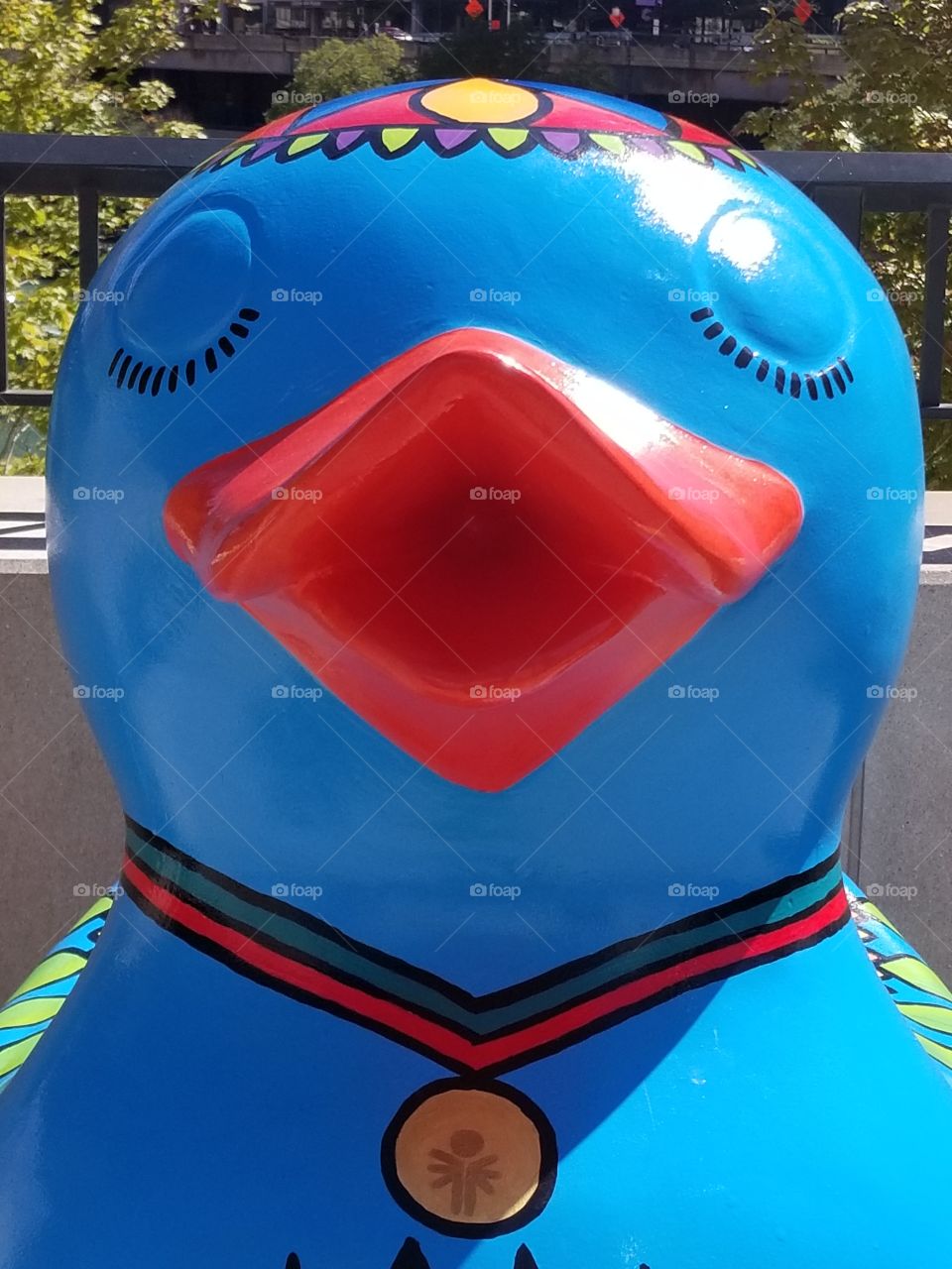 Blue Rubber duck sculpture