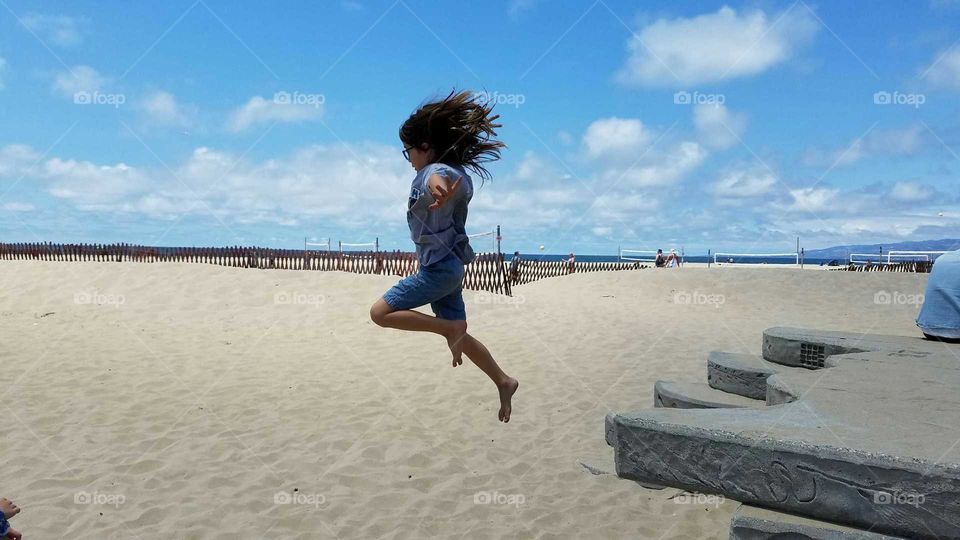 Santa Monica beach jump