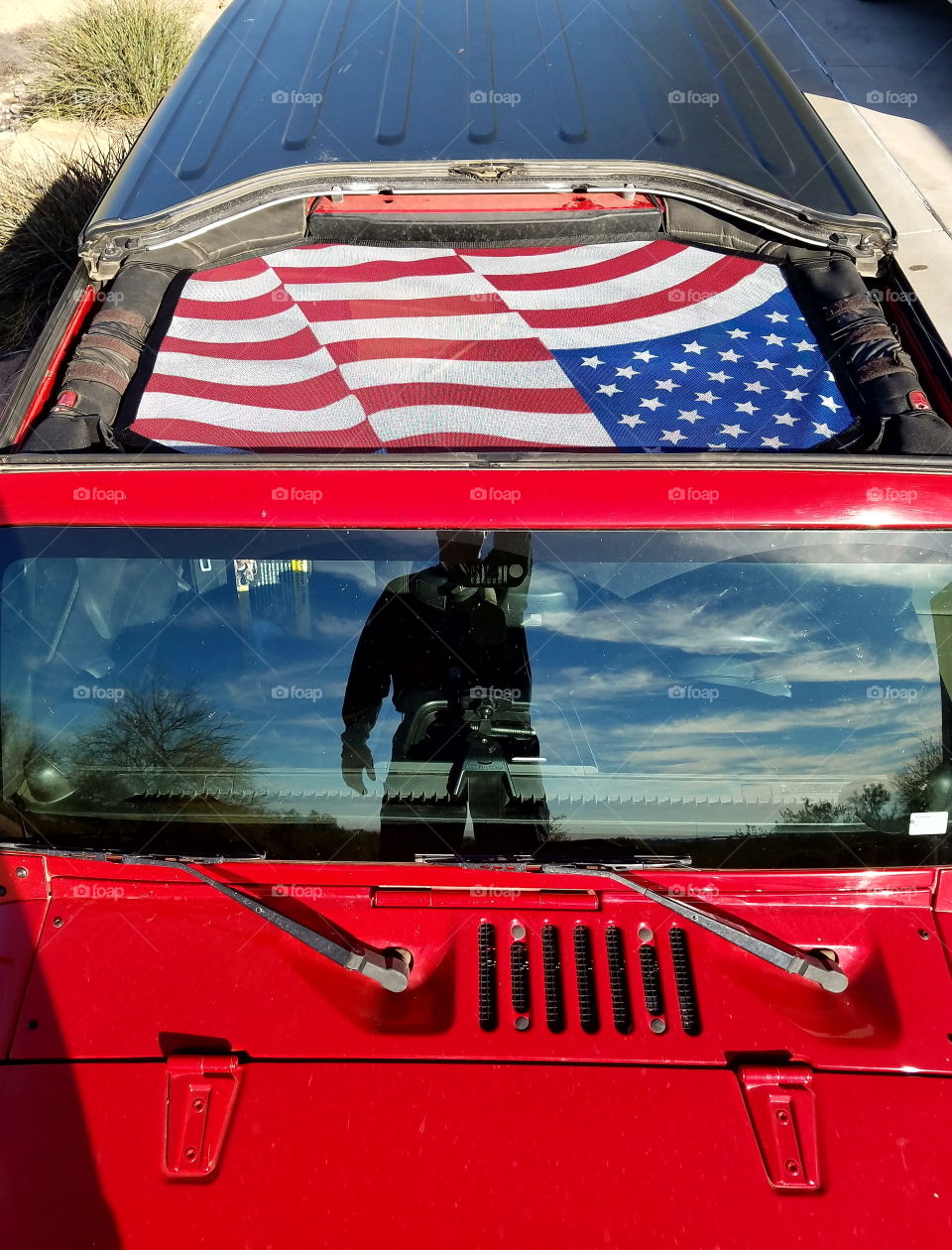 Jeep with American Flag