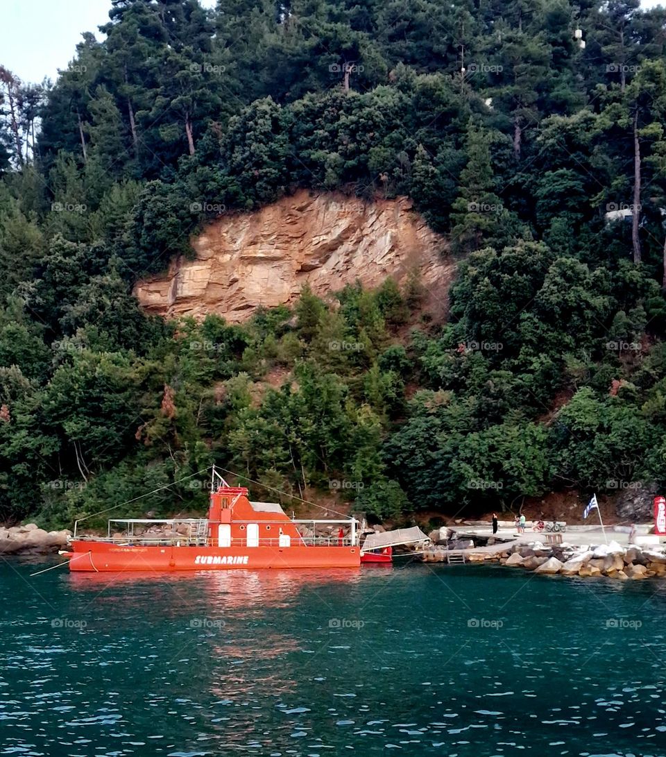 mountain, sea and submarine