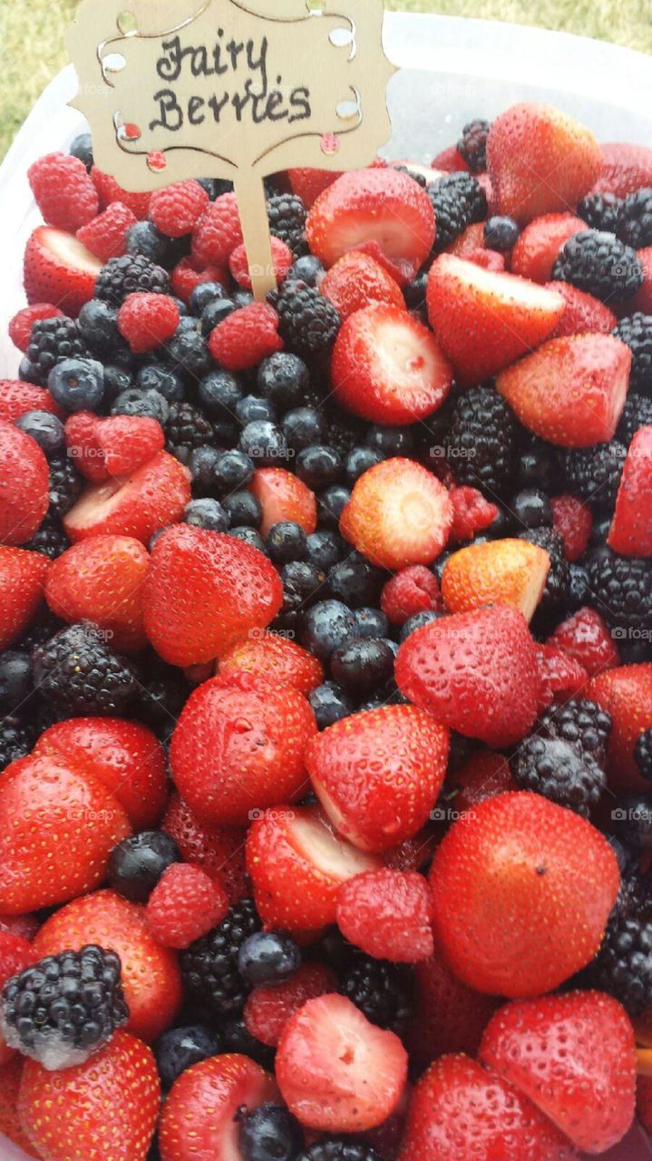 Berries. Strawberries and blueberry salad
