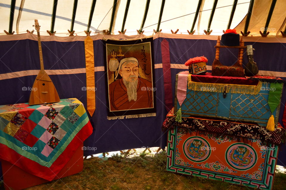 view inside the yurt. history of the people of Kalmykia