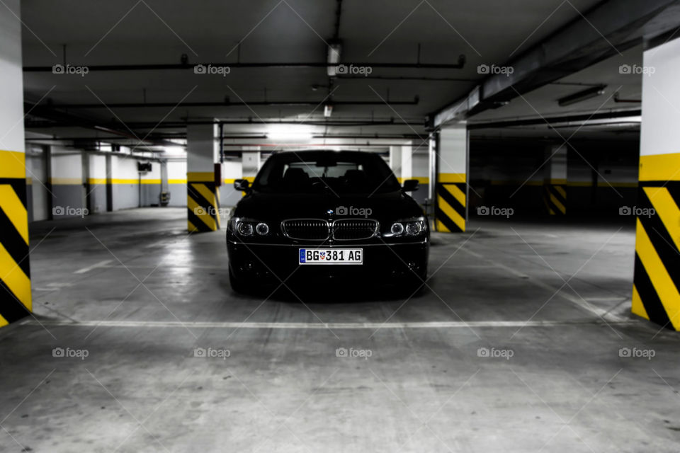 bmw in a garage