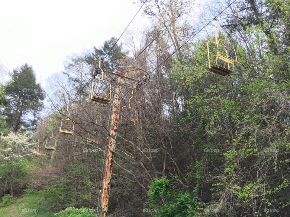 Abandoned ski lift in Gatlinburg TN demolished theme park from the 1990s , this is all that remains..