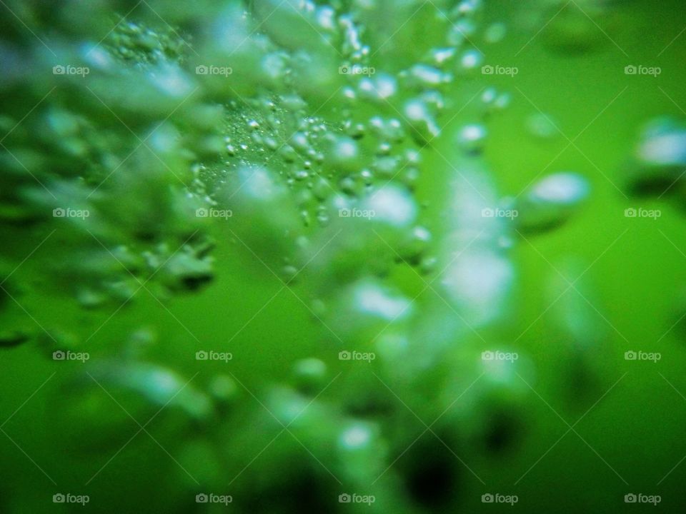 Under water bubbles green