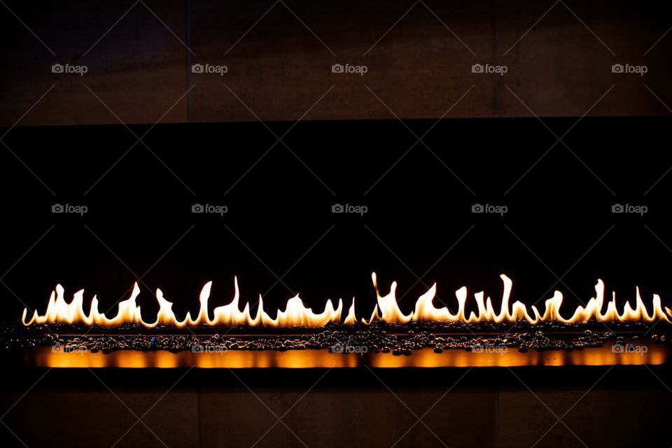 Black gas fireplace flame