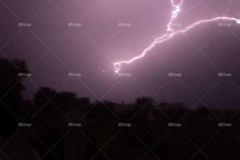 storm with thunder, lightning and rain