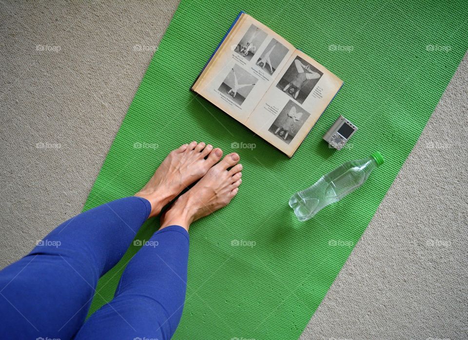 lifestyle yoga training and book top view