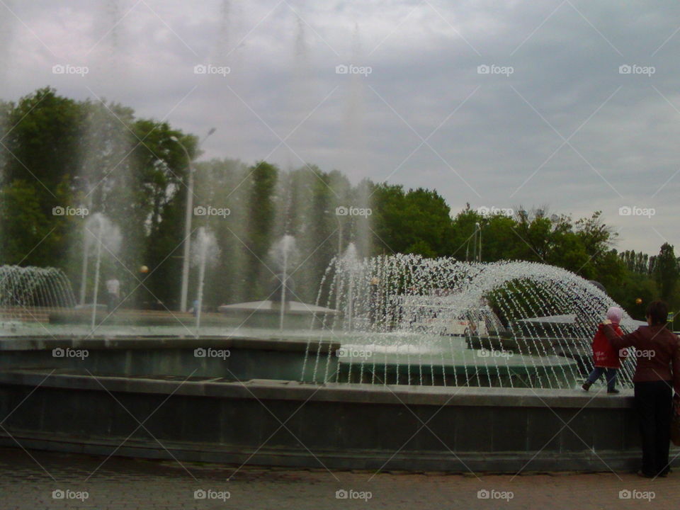 View of fountain at park