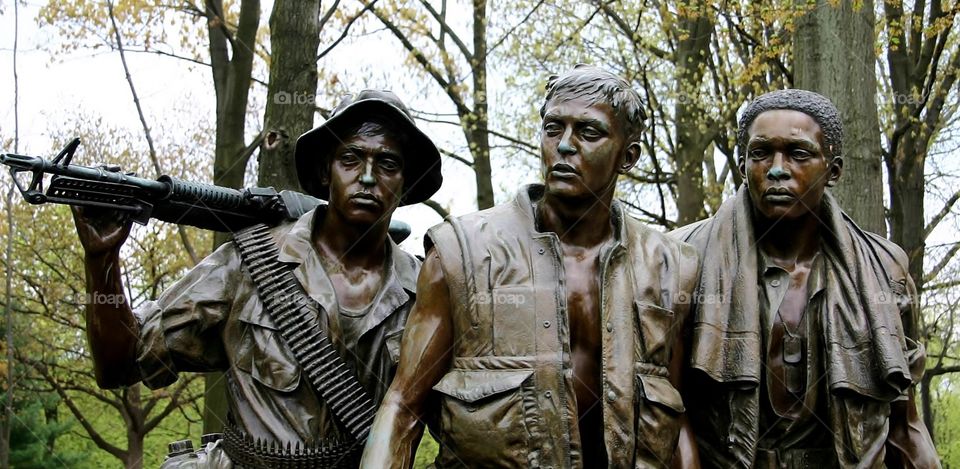 Vietnam Vets sculpture . Part of the Vietnam Vets memorial in Washington, D.C. 
 