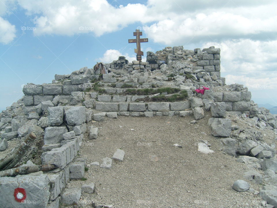 Mountain Rtanj cross at mountain top