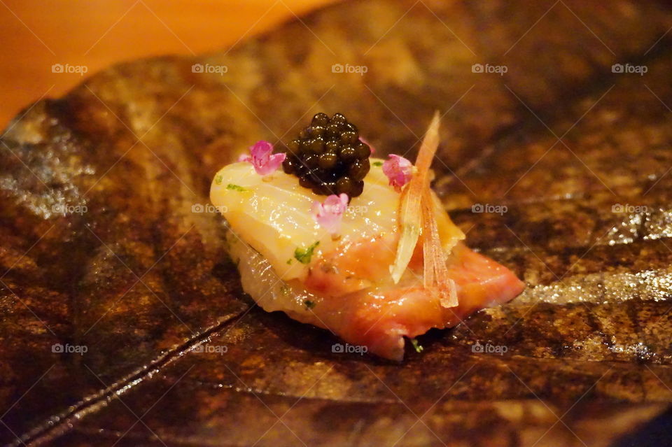 Salmon with caviar