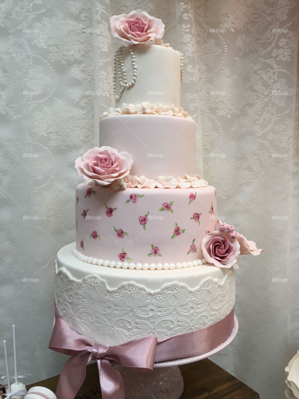 Wedding cake at a weddingfair in Sweden.