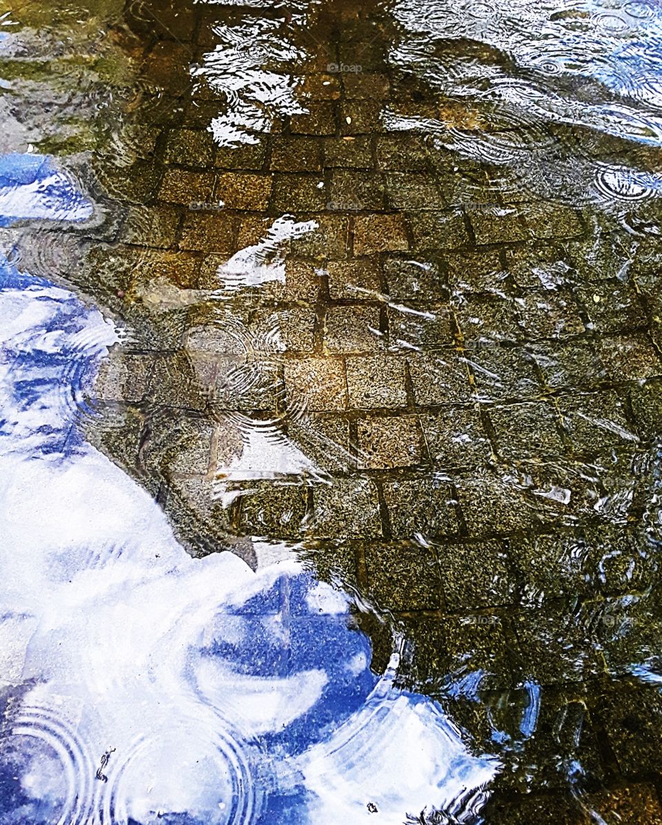 Water with bricks and reflections
