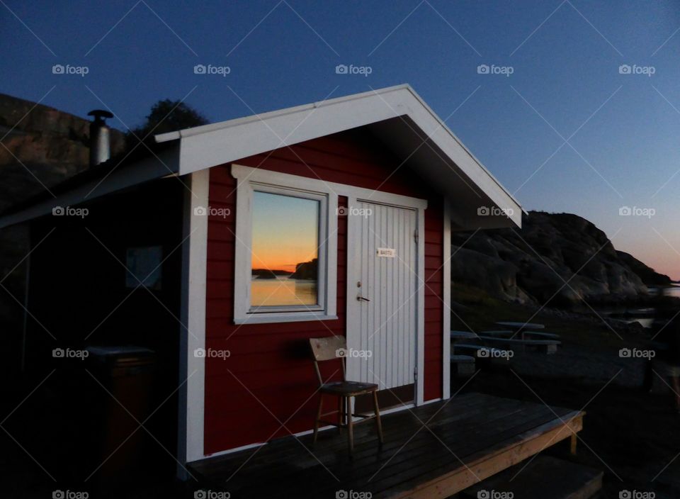 sauna in the sunset