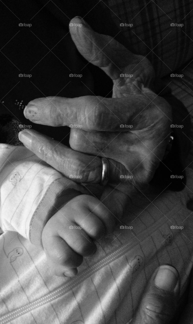 Old hand and young hand