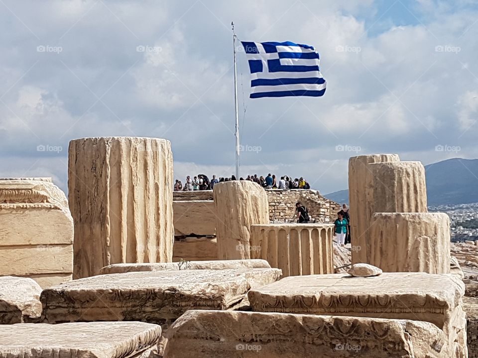 greece flag sky athens