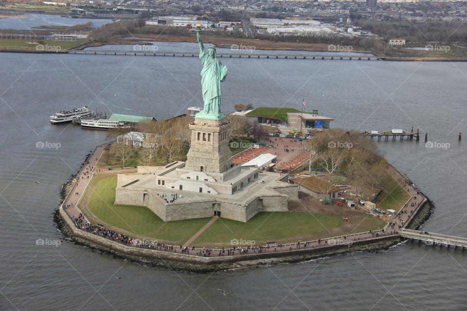 Aerial view of Statue of Liberty