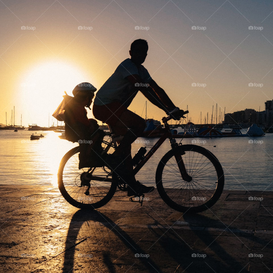 Biking during sunset