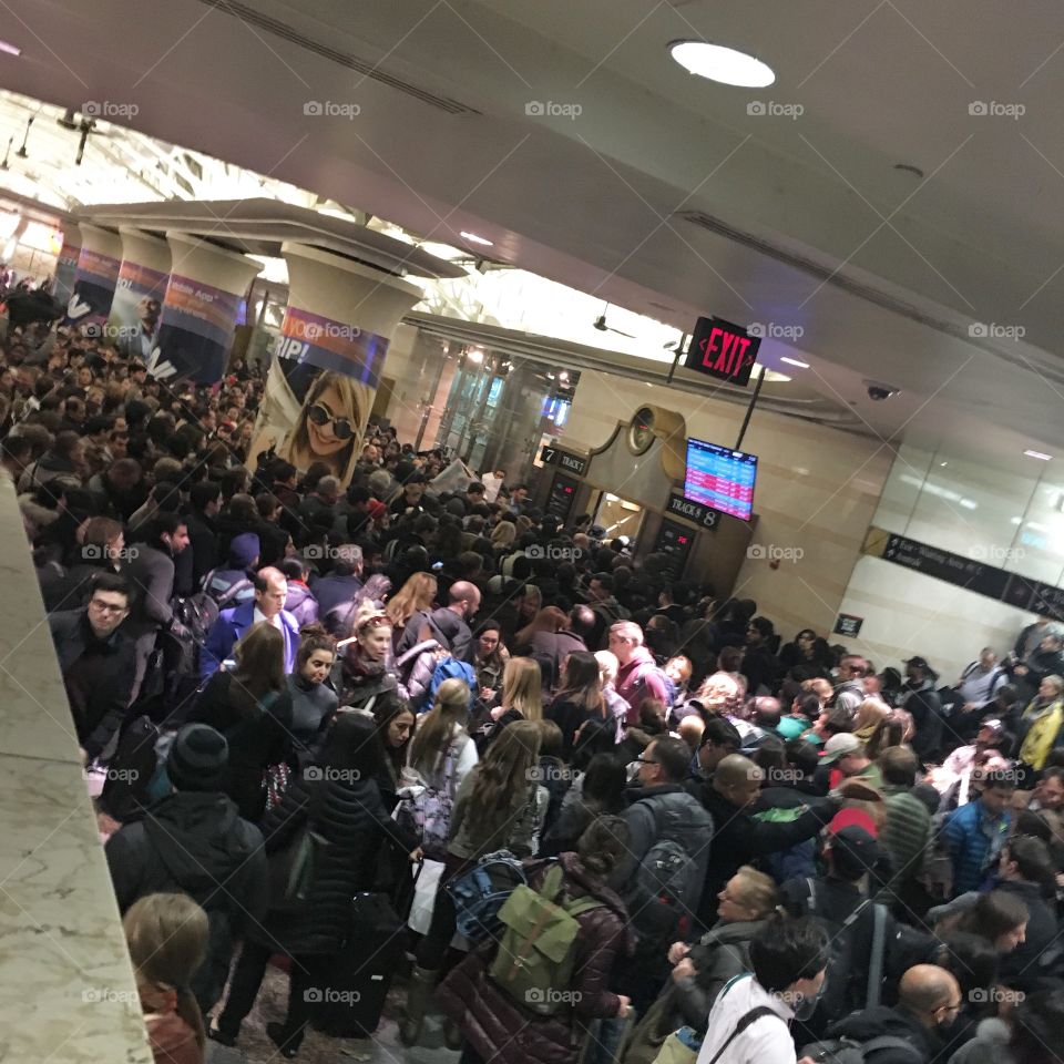 Very crowded Penn Station on the day before Thanksgiving 