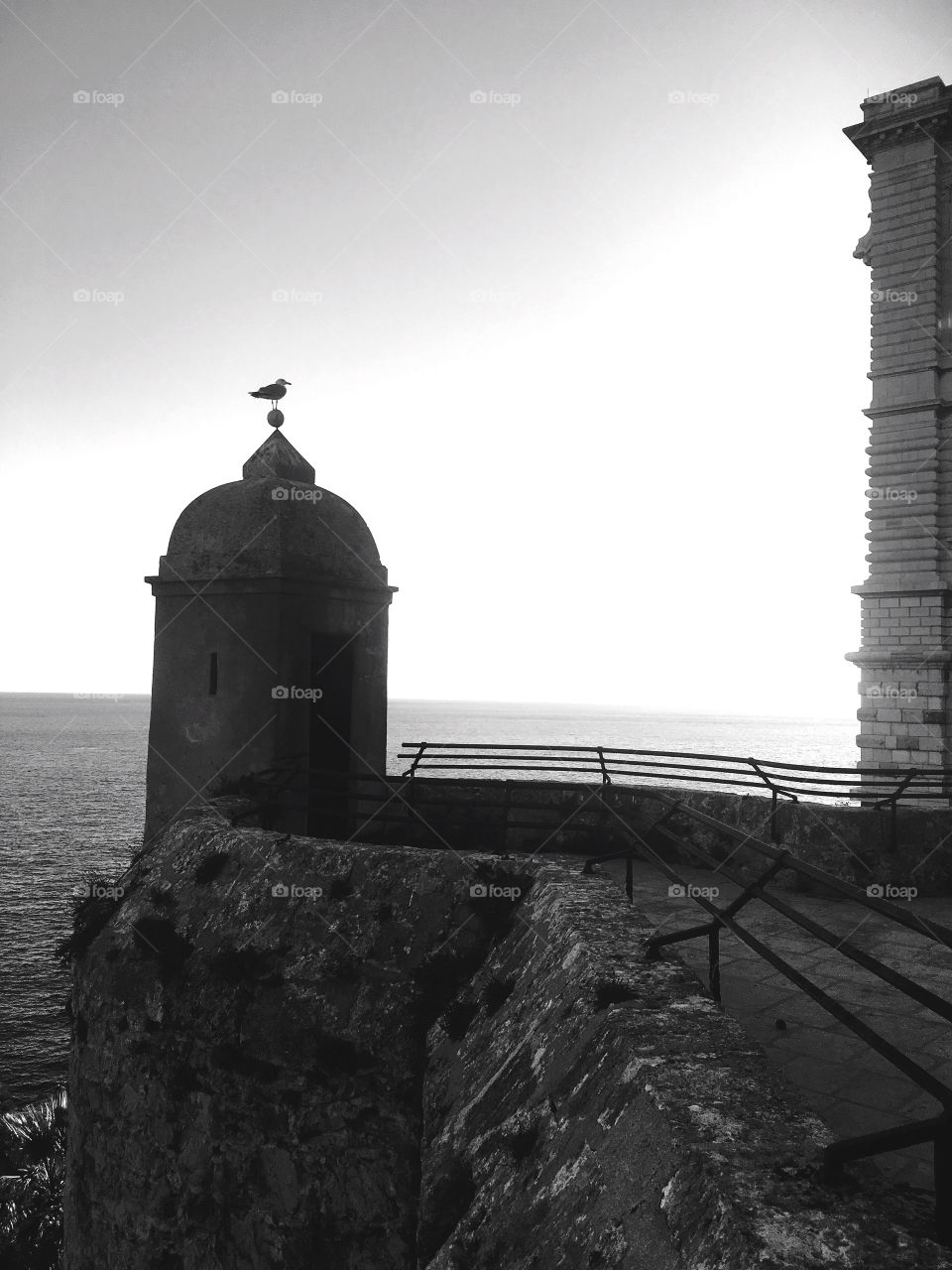 Corner of a castle with a view of the insanely beautiful Mediterranean Sea 