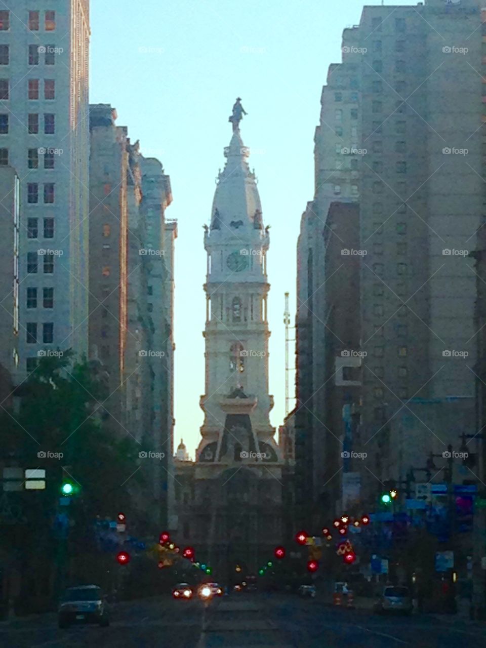 South Broad Street. View of City Hall from the south side of Broad Street. 