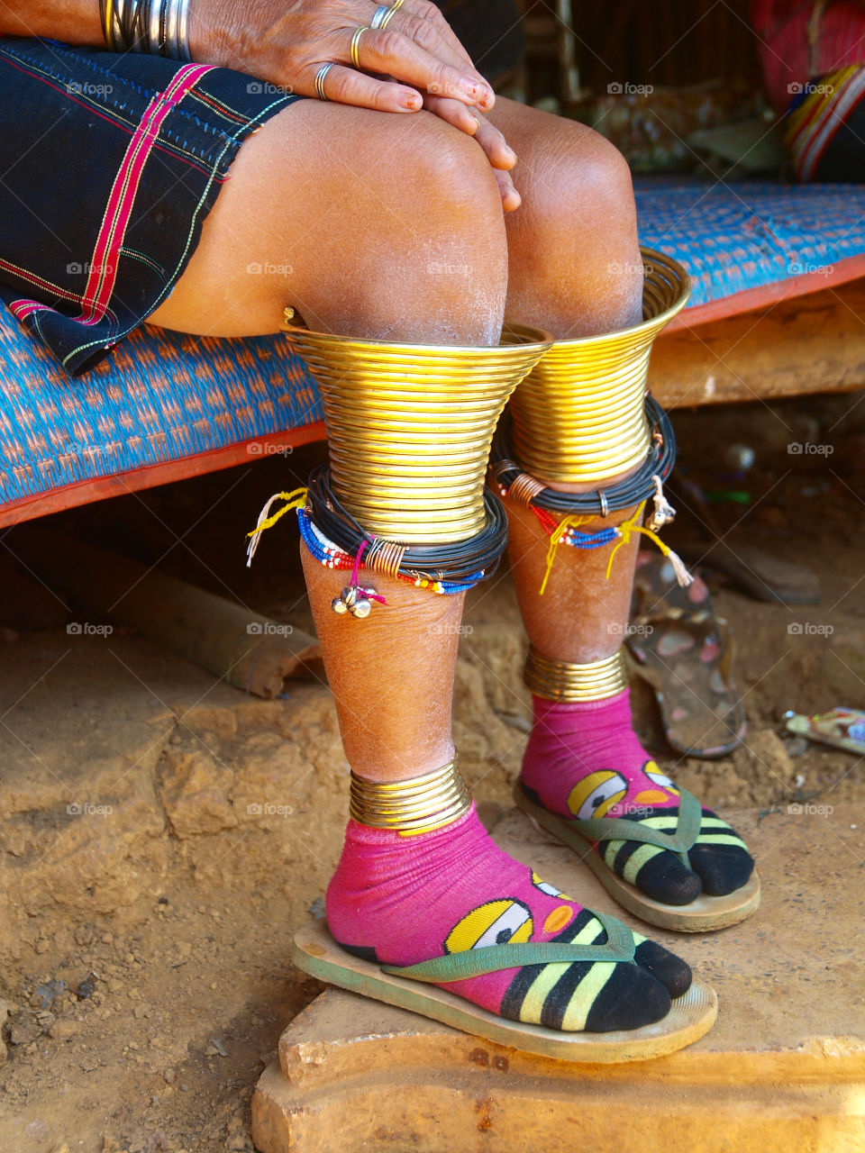 Long neck tribe traditional decoration for the legs