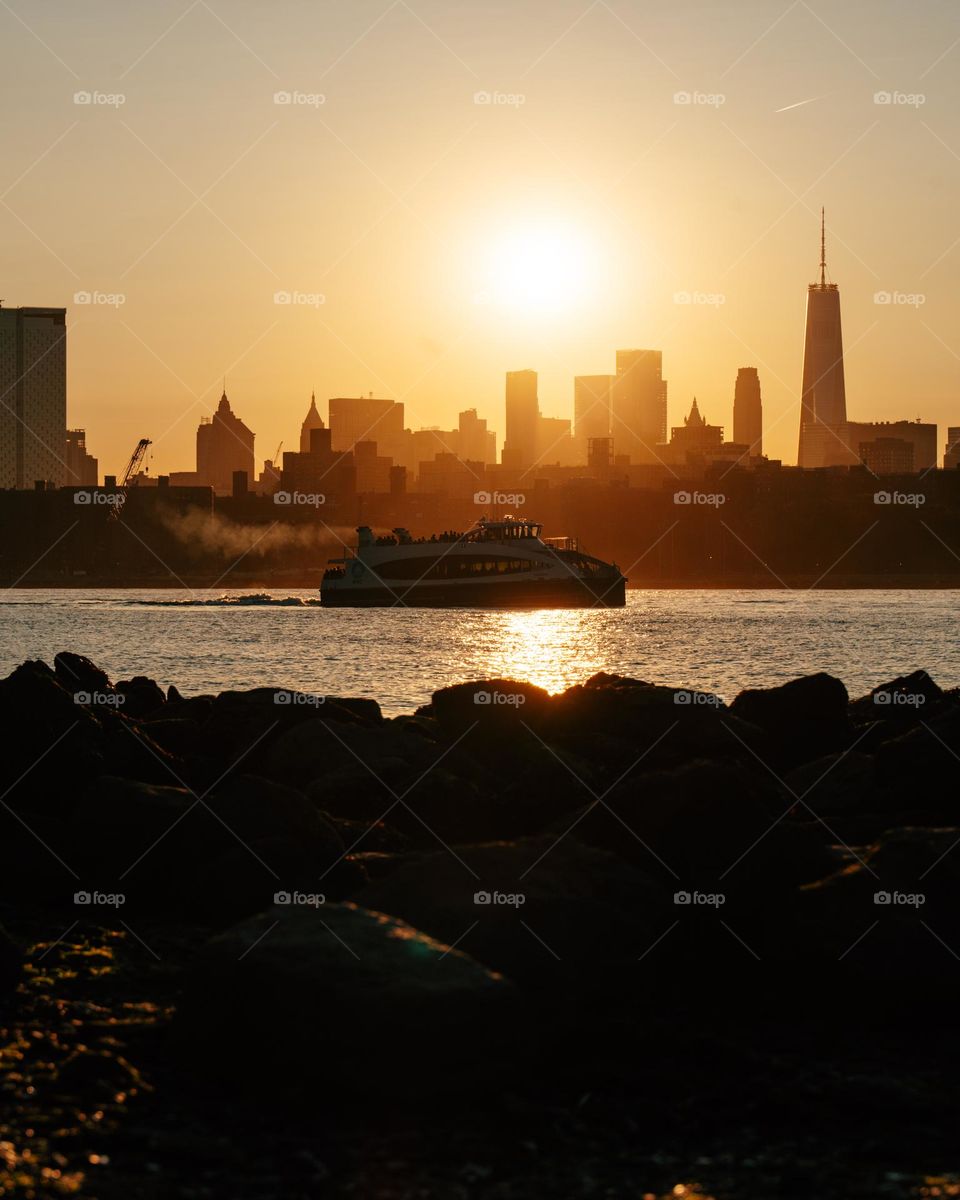 Sunset view on Manhattan