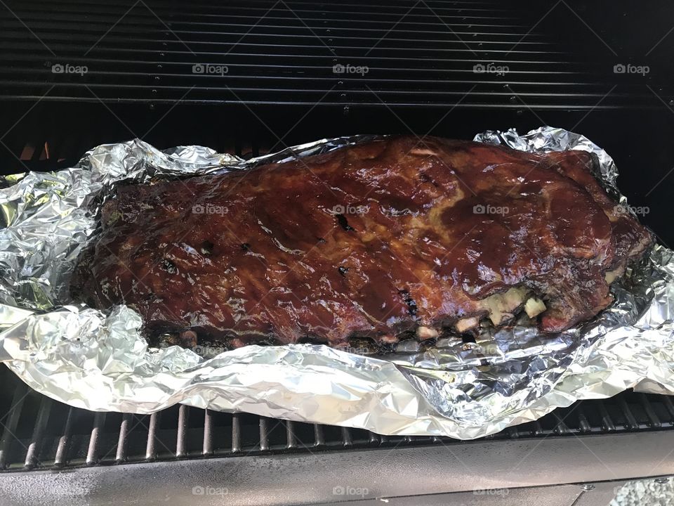 Smoked bbq ribs on the new grill 