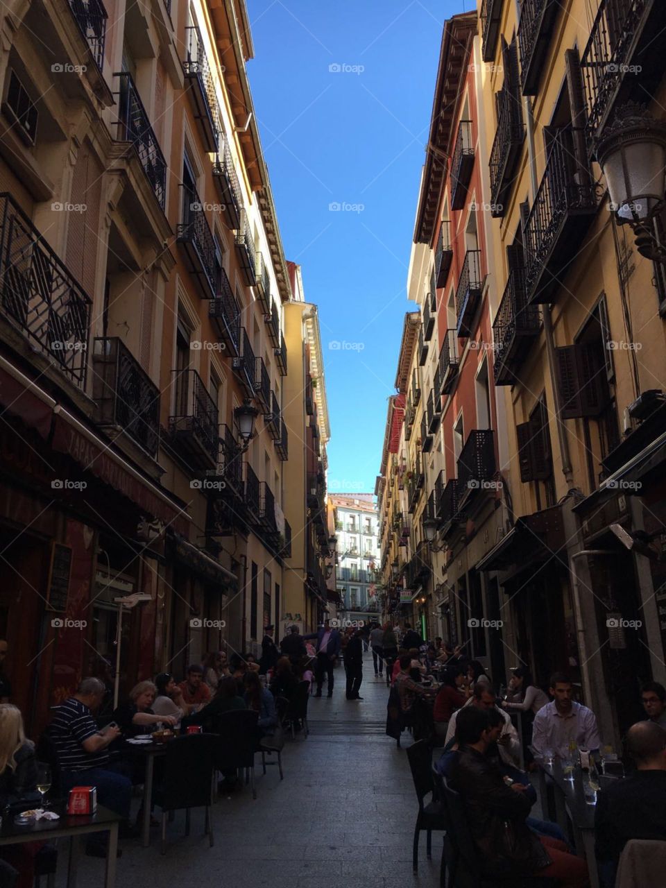Row houses in beautiful, old Madrid Spain
