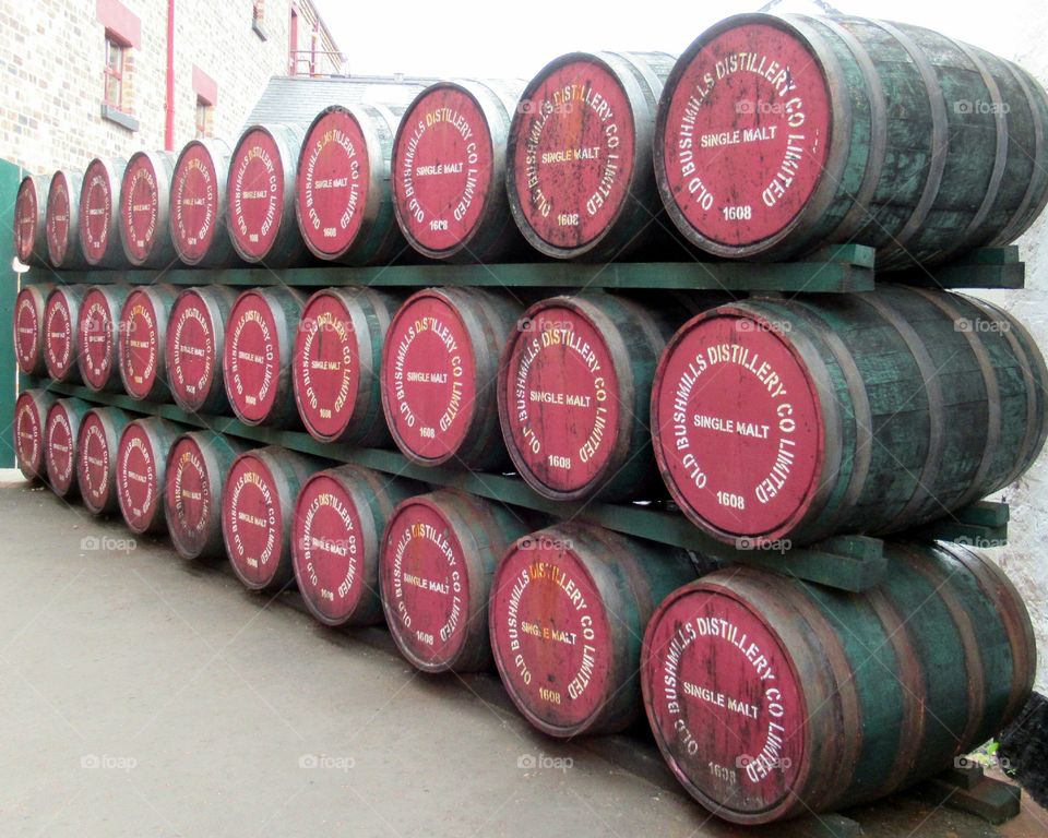 Old whisky barrels