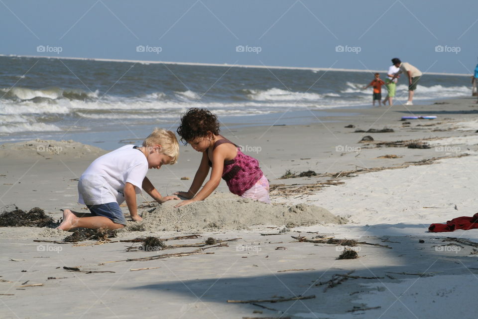 Children playing on beach