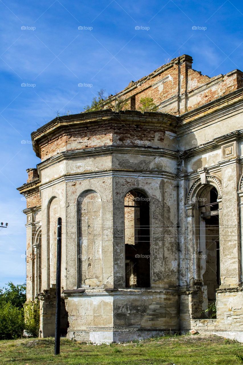 Ruined Cathedral of the Assumption of the Blessed Virgin Mary. Odessa region, Ukraine.