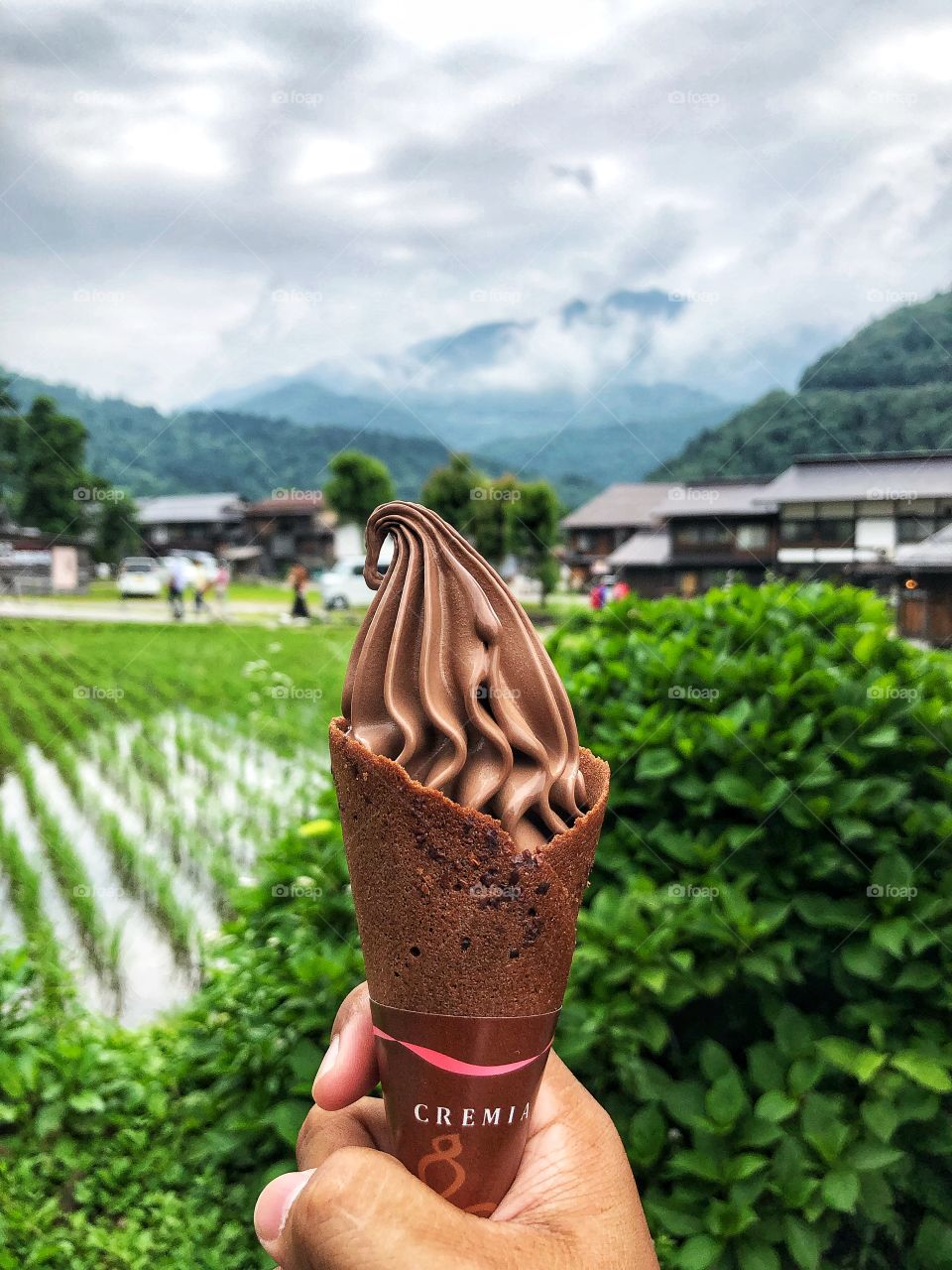 Delicious ice-cream in spectacular view