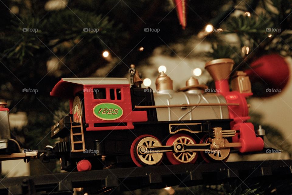 Train in christmas tree