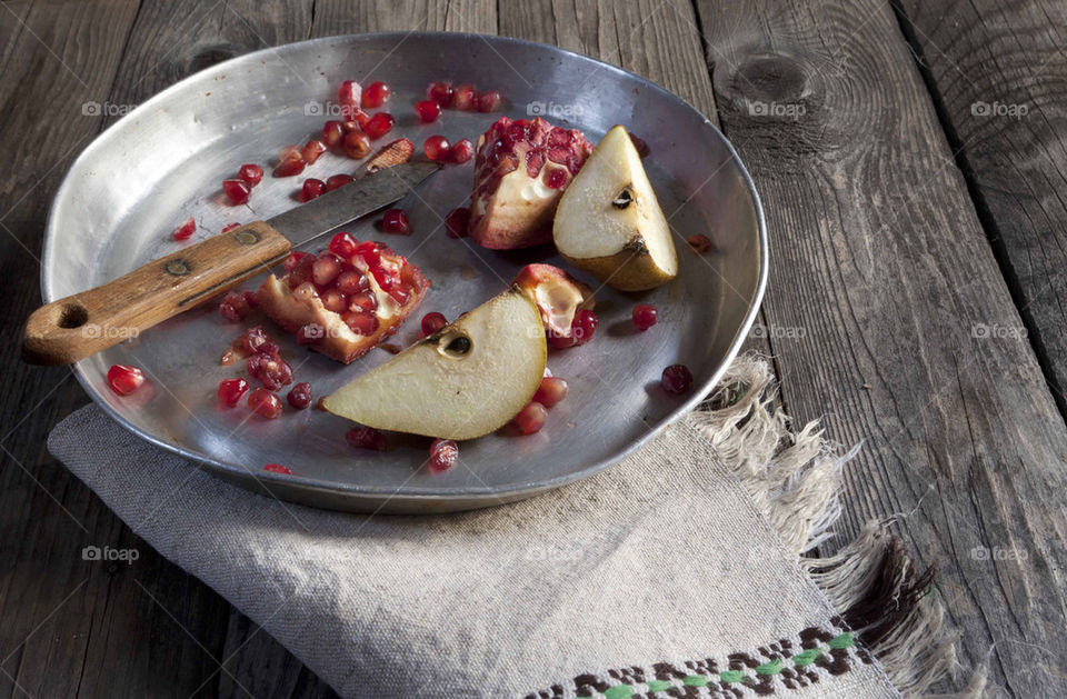 pomegranate and pear