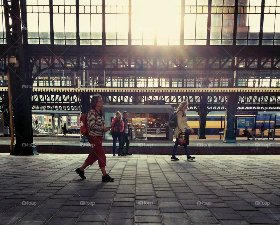 Tourists at train station