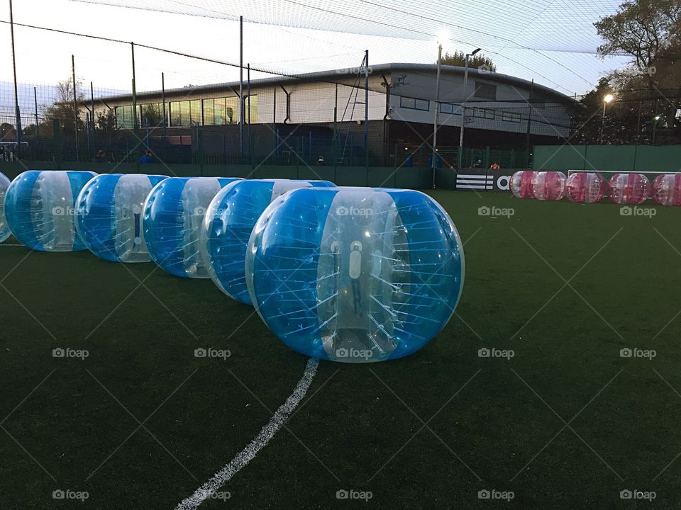 Football zorbs . All set for a football zorbing party. Not mine but had to take a pic. 