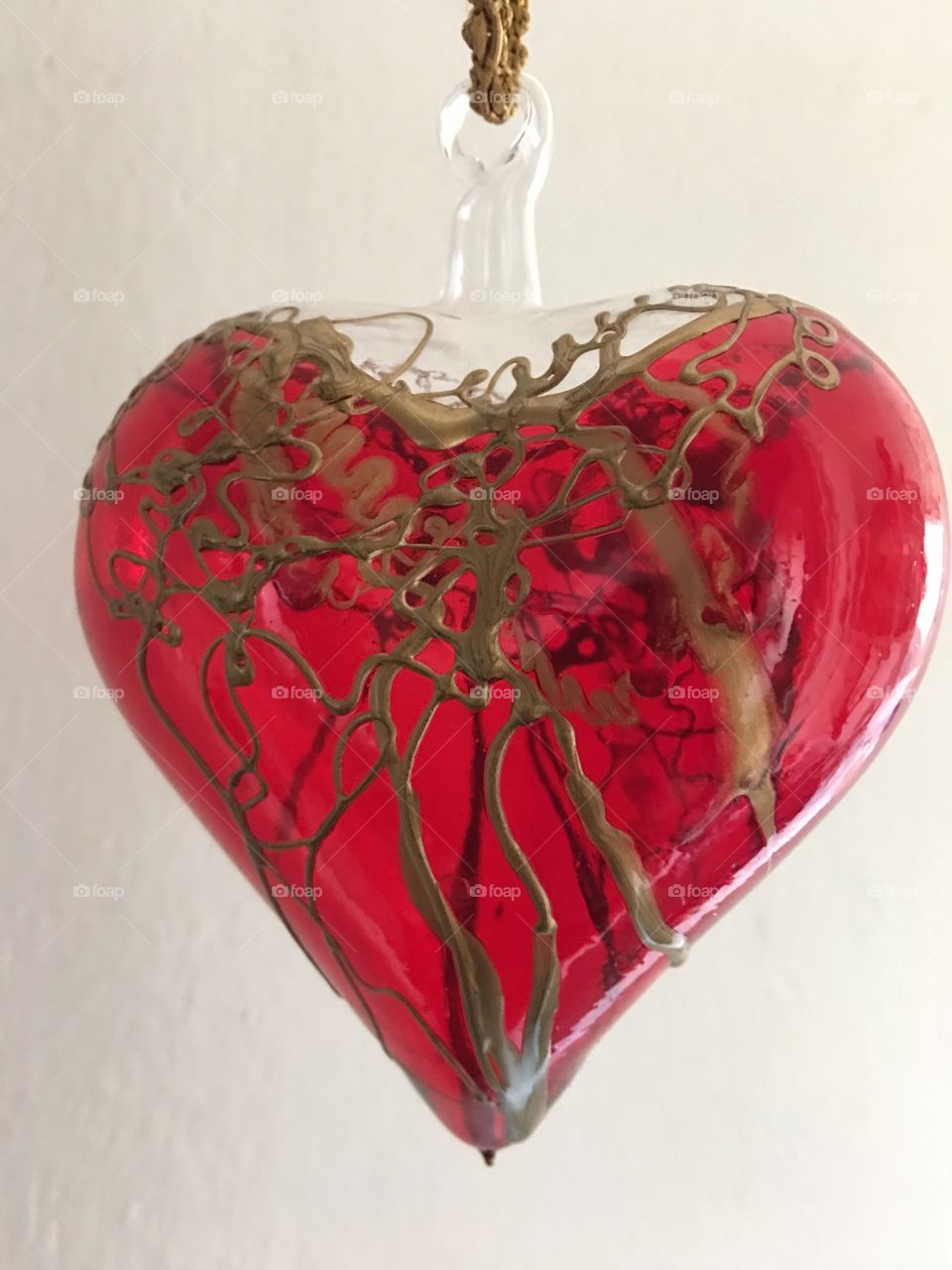 Side view blown glass heart 