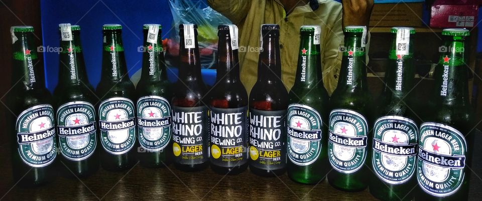 White rhino beer with Heineken