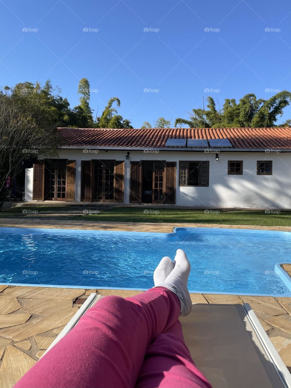 Relaxing in the pool area