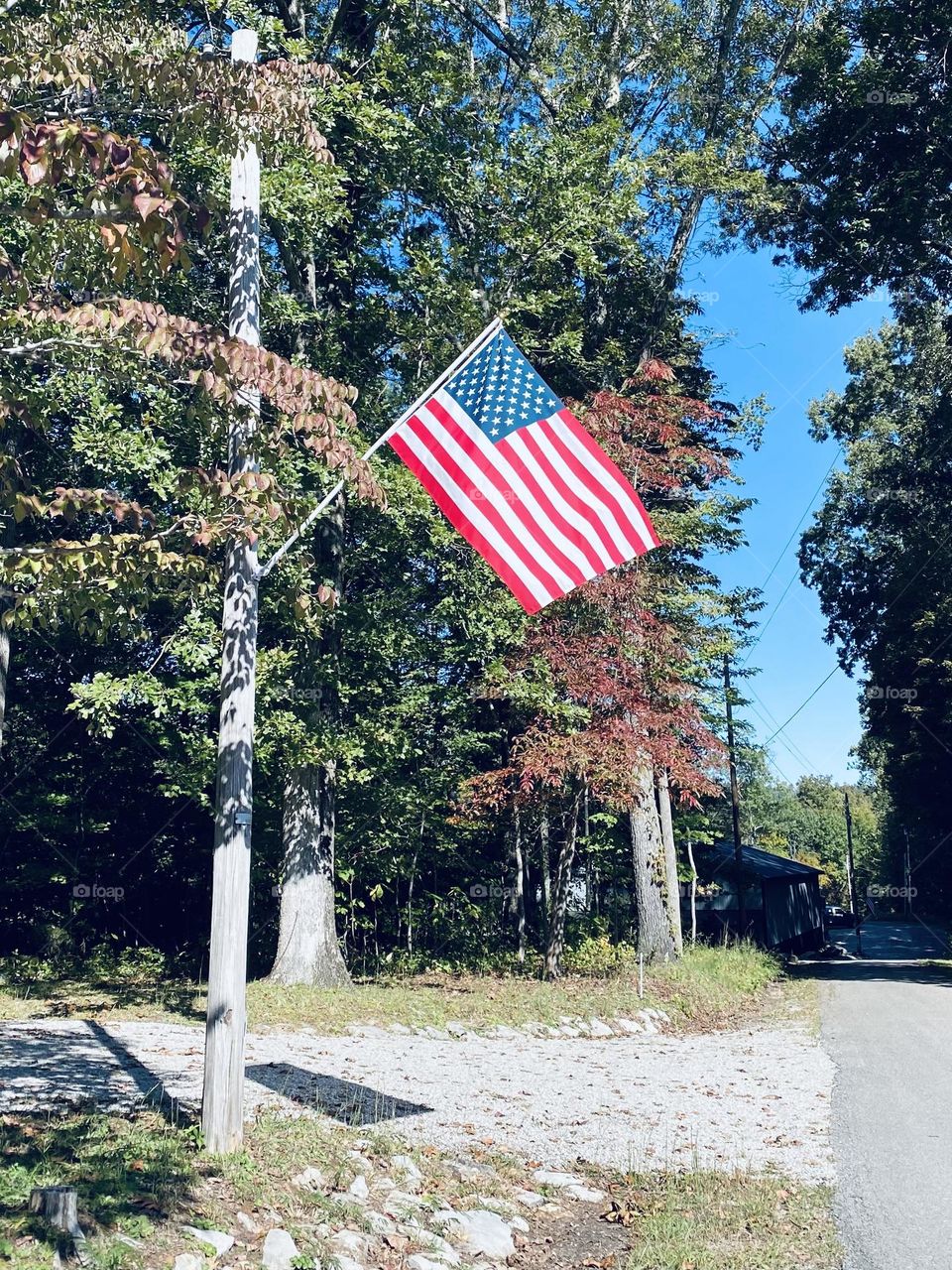 Flag flying on American Independence Day 